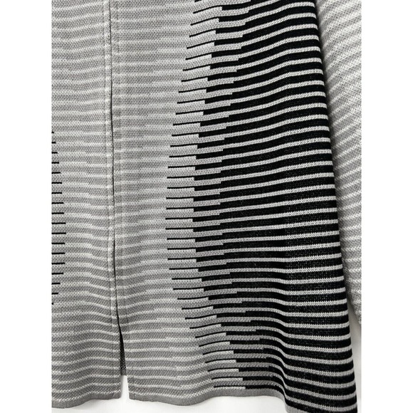 Ming Wang‎ Jacket Womens Full Zip Stripped Crewneck 3/4 Sleeve Gray Black Size S - Picture 3 of 11